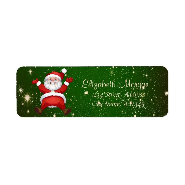 God jul, Grön, Tomte Returadress Etikett (Framsidan)
