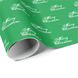 God Jul grön vit script kalligrafi Presentpapper