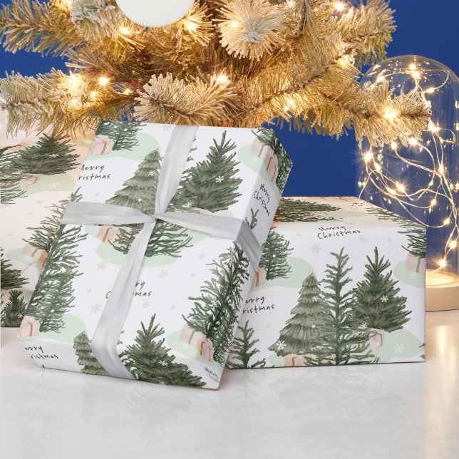 God Jul Gröna Granar och Presenter  Presentpapper (Helgdagar)