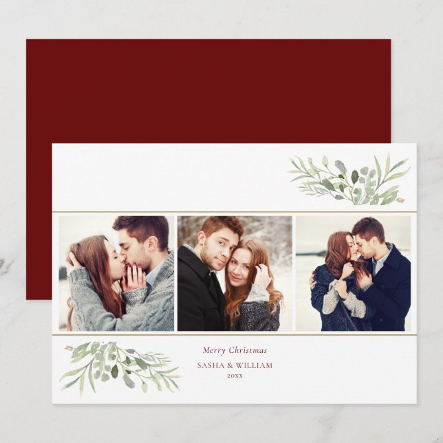 God jul grönska 3 Foto Collage Julkort (Fram/baksida)