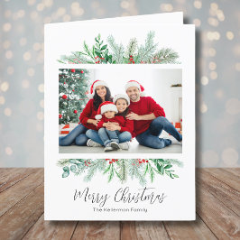 God Jul Grönska Traditionell Foto Helgkort