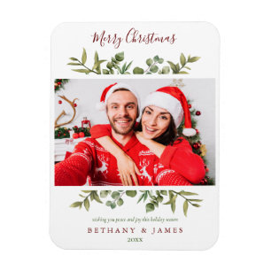 God jul Grönskande Par Foto Högtid Magnet