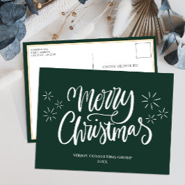 God jul Grönt Calligraphy Business Modern Helg Vykort