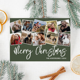 God jul Grönt Fotokollage Julkort