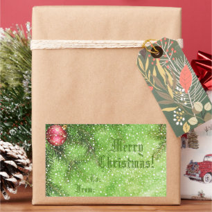 God jul Grönt Gift-Märkre-etikett Rektangulärt Klistermärke