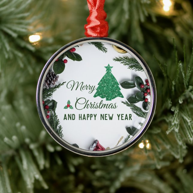 God jul-grönt glitter julgransprydnad metall (Träd)