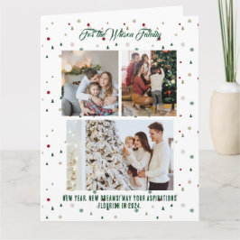 God jul Grönt Helgdag Card 3 Fotokollage Kort