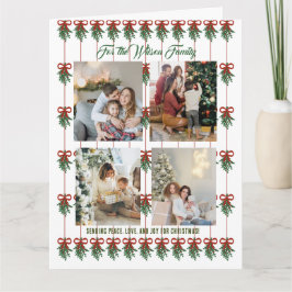 God jul Grönt Helgdag Card 4 Fotokollage Kort