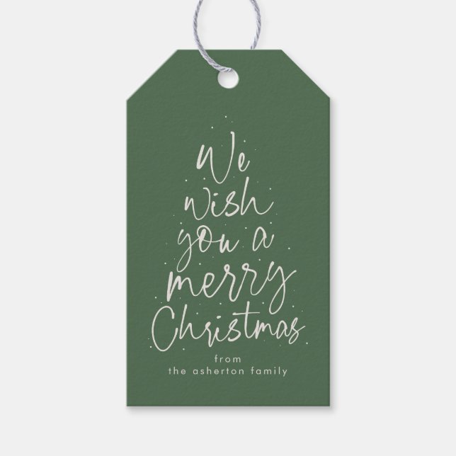 God jul grönt Houndstooth-personlig Presentetikett (Framsidan)