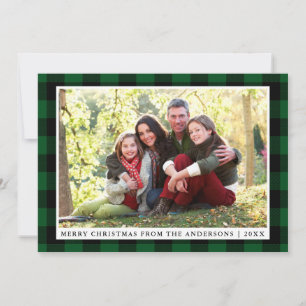 God jul Grönt-instickskort för familjen Photo Card Julkort
