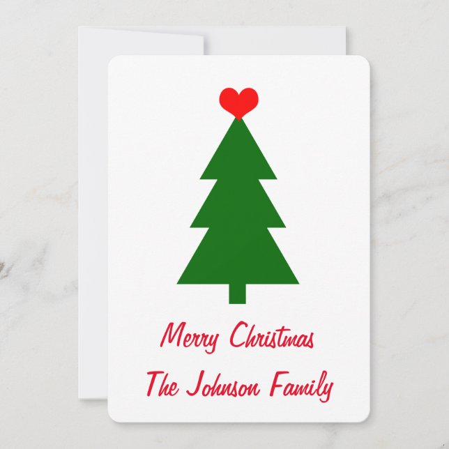 God jul Grönt Julgran Red Heart Julkort (Framsida)