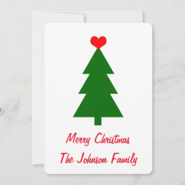 God jul Grönt Julgran Red Heart Julkort