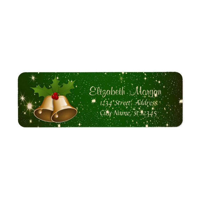 God jul, Grönt, Klockorna jul Returadress Etikett (Framsidan)