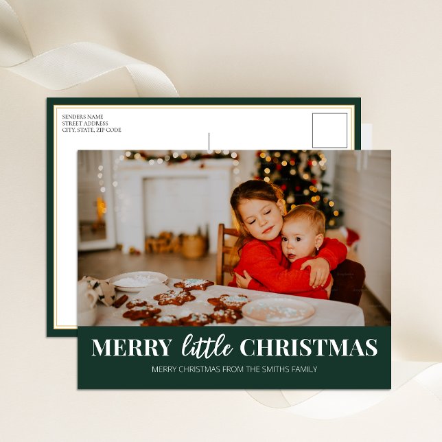 God Jul-Grönt Modern skriptfoto Helg Vykort (Skapare uppladdad)