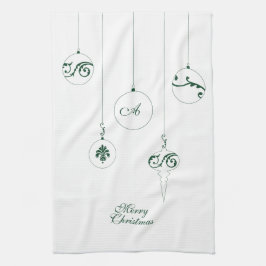 God jul Grönt Monogram Bauble Ornaments Kökshandduk