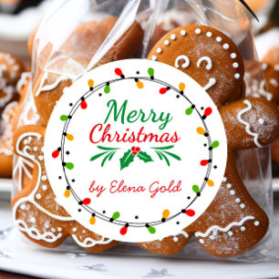 God jul Grönt och Röd Runt Klistermärke