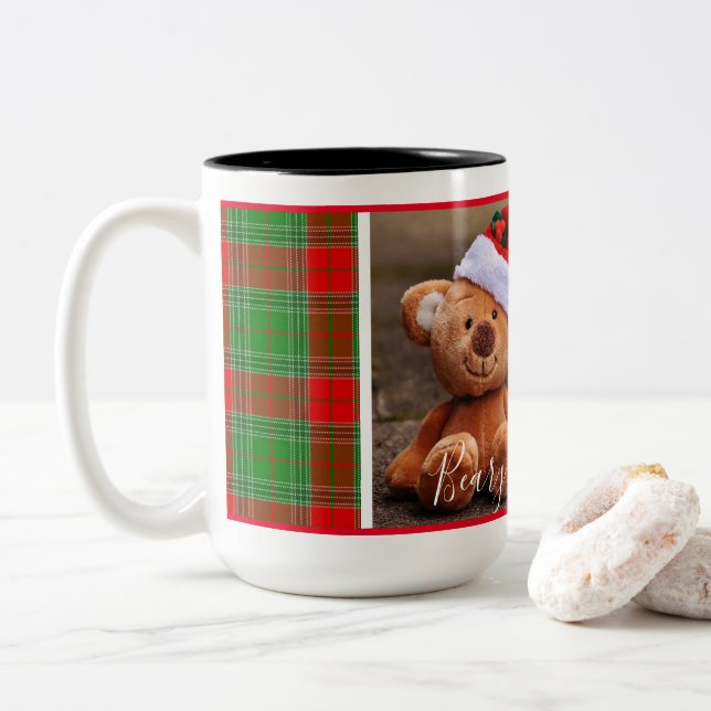 God jul (grönt och rödspätta) Två-Tonad mugg (Med munk)