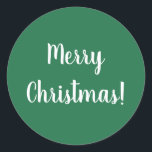 God jul Grönt och vit typografi Runt Klistermärke<br><div class="desc">Behållan är enkel med den här grönten och den vita presentetiketten med God jul i vit typografi / text. Du kan också ändra den genom att enkelt anpassa den genom att ändra texten. Eller ändra färg i designredigeraren verktyg. Håll dem på julkort, gåvor eller ge dem till dina favoriter! God...</div>