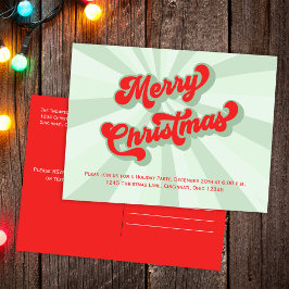 God jul Grönt Red Roligt Retro Typography Vykort