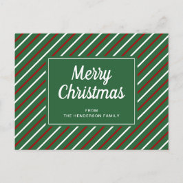 God jul Grönt Red White Rand vykort