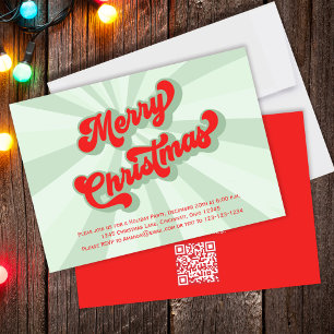 God jul Grönt Retro-typografi QR-kod Inbjudningar