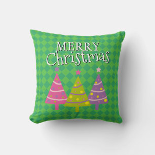 God jul Grönt Rosa Träd Kudde