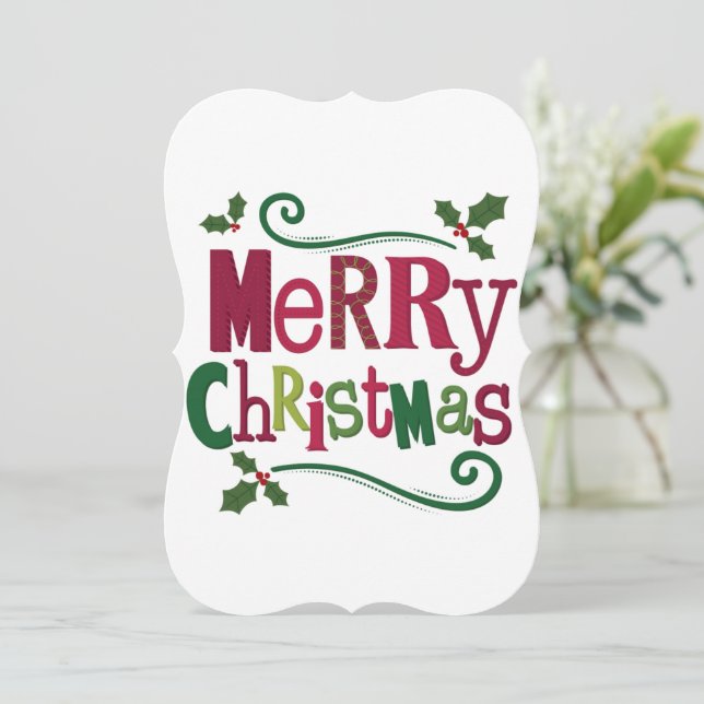 God jul Grönt Rött enkelt julkort (Stående Fram)
