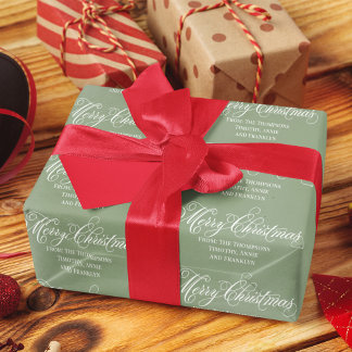 God jul Grönt Script Classic-Elegant Presentpapper