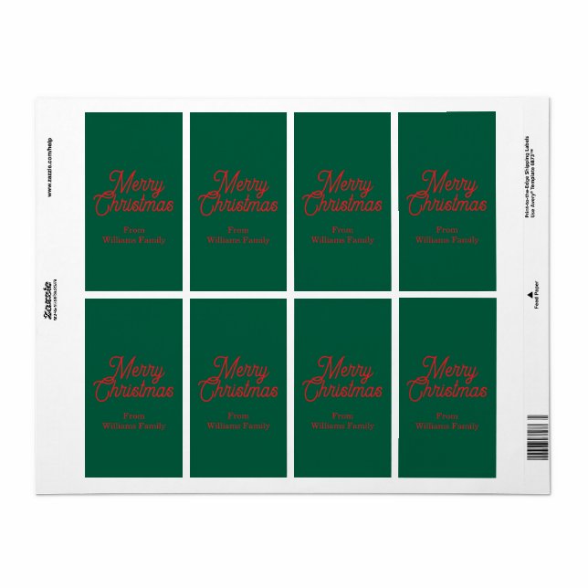 God jul Grönt  Script Helgdag Fraktsedel (Helt Ark)