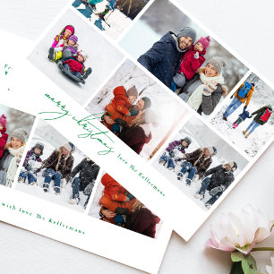 god jul grönt skriven 9 multifoto julkort