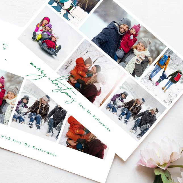 god jul grönt skriven | 9 multifoto julkort (Skapare uppladdad)