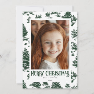 God jul Grönt Toile Helgdag Design Julkort