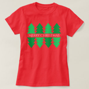 God jul Grönt Träd Design Red T Shirt