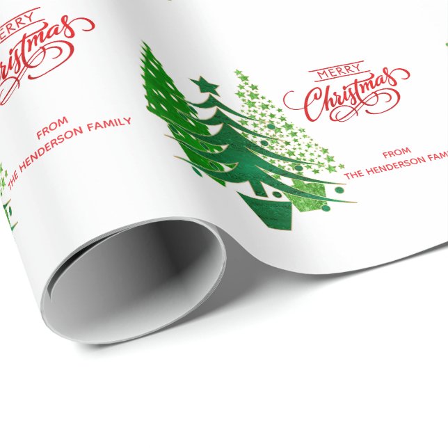 God jul, Grönt Träd Wrapping Papper Presentpapper (Rullad Hörn)