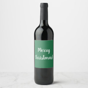 God jul Grönt & vit typografi Vinflaska Etikett