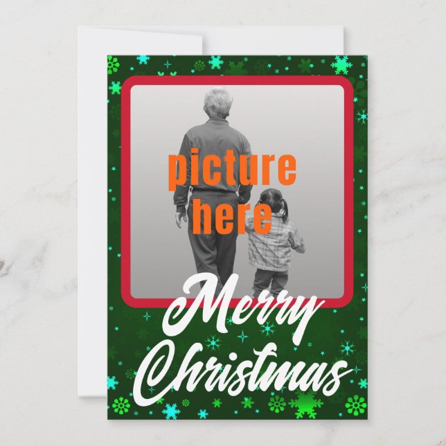 God jul Grönt Winter Snöflingor Julkort (Framsida)