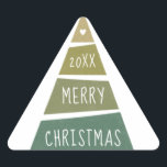God Jul. Gröntens geometriska helgdag träd Triangelformat Klistermärke<br><div class="desc">Gröntens geometriska helgdag vinterdekal träd "God jul".</div>