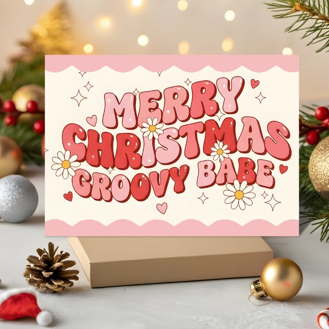 God Jul Groovy Babe Helgkort (Skapare uppladdad)