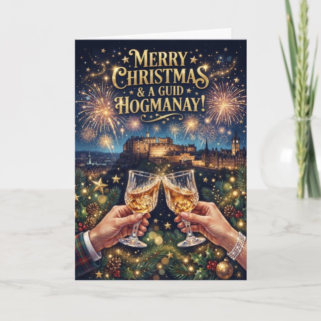 God jul Guid Hogmanay Edinburgh-kort Kort (Framsida)