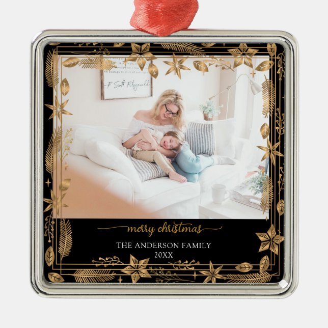 God jul Guld Arch Black Elegant Photo Julgransprydnad Metall (Framsidan)