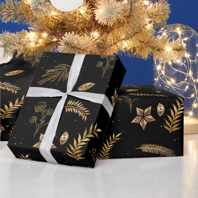 God jul, Guld Arch Modern Black Presentpapper (Helgdagar)