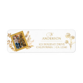 God jul Guld Arch White Elegant Photo Returadress Etikett