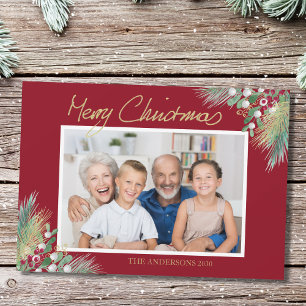 God jul Guld Berries Fotojul jul Julkort