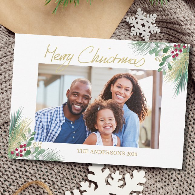 God jul Guld Berries Fotojul jul Julkort (Skapare uppladdad)