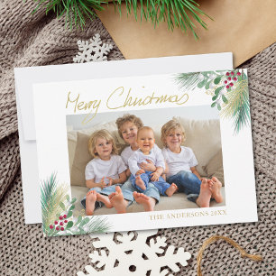 God jul Guld Berries Fotojul jul Julkort