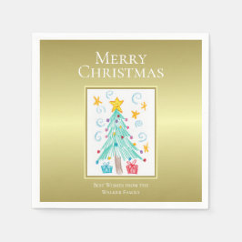 God Jul Guld. Ditt Barns Konst Familjenamn Pappersservett