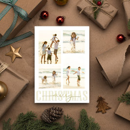 God jul Guld Elegant Calligraphy 5 Photo Helg Vykort