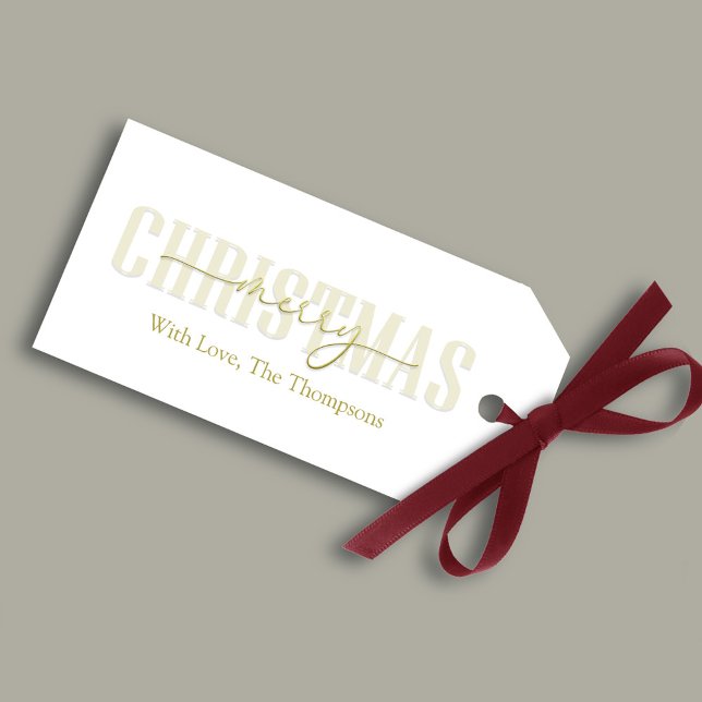 God jul Guld enkel calligrafi Presentetikett (Merry Christmas simple gold script gift tag,)