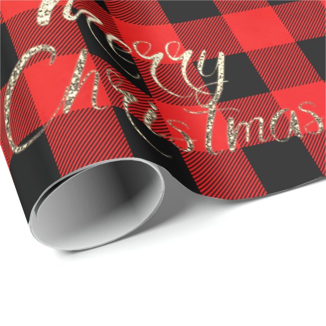 God jul Guld Glitter Buffalo Warm Presentpapper (Rullad Hörn)