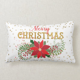 God jul Guld Glitter Poinsettia Lumbarkudde